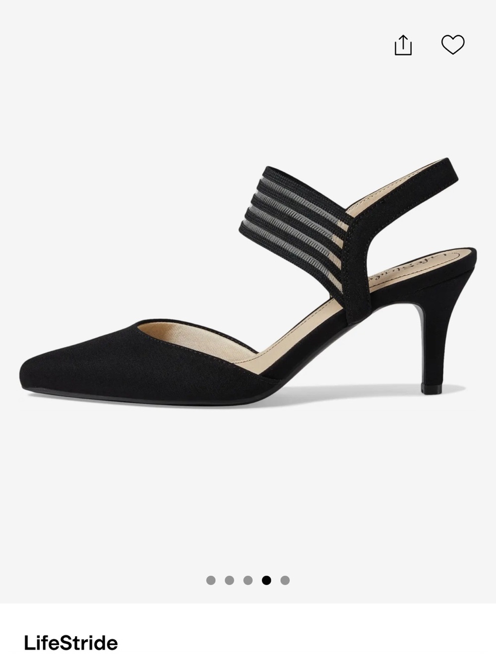 ❤️LAST CHANCE❤️ Life Stride Sanya Black Pointed-Toe Slingback Heels - Picture 3 of 7